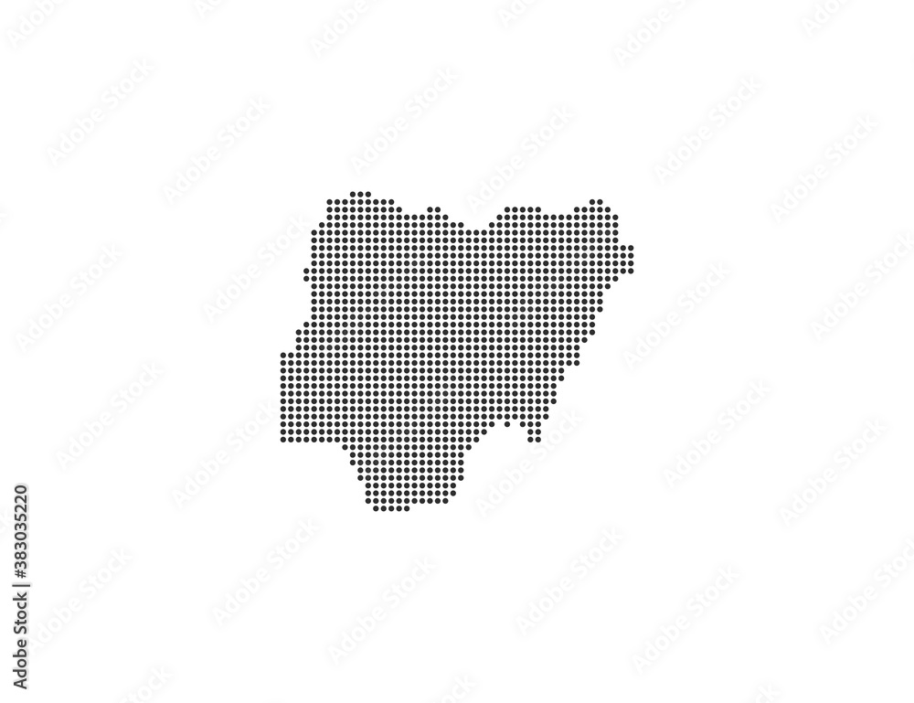Nigeria, country, dotted map on white background. Vector illustration.