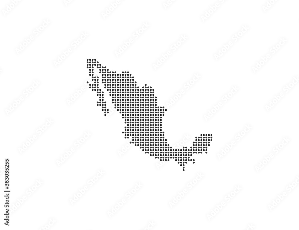 Mexico, country, dotted map on white background. Vector illustration.