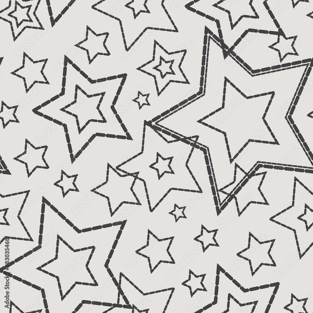 Аbstract seamless pattern with embroidered stars. Vector illustration with graphic elements for print or textile. Аbstract seamless pattern with embroidered stars. Vector illustration with graphic elements for print or textile.