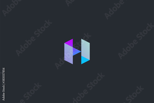 Minimal Geometrical Abstract Letter H Dark Background Logo Template