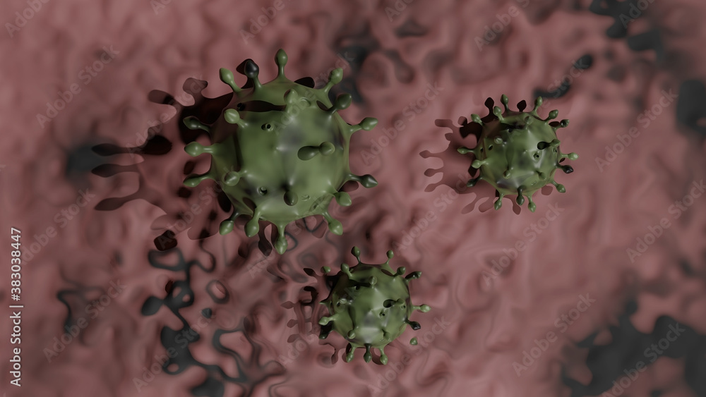 Φωτογραφία Viruses on an organic fleshy surface. 3D rendered illustration.