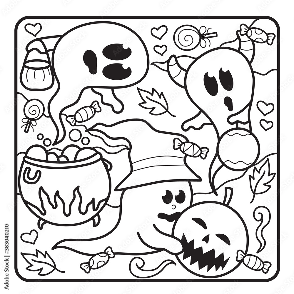 Obraz premium Halloween Coloring Page for Kids 