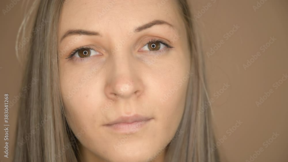Close-up of woman face. Selective focus. Close-up of woman face. Selective focus.