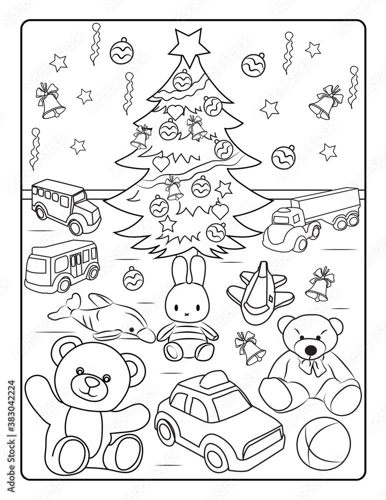 Fototapeta premium Christmas Coloring Page for Kids 