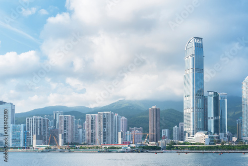 Skyline and harbor of Hong Kong City