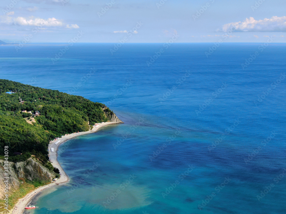 Black sea lagoon coastline aerial lanscape view