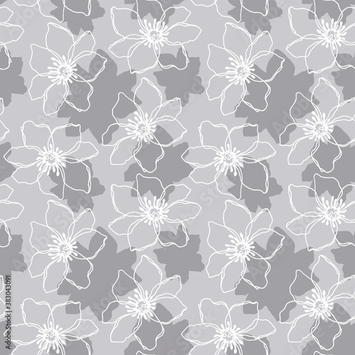 Floral seamless pattern with beautiful flowers