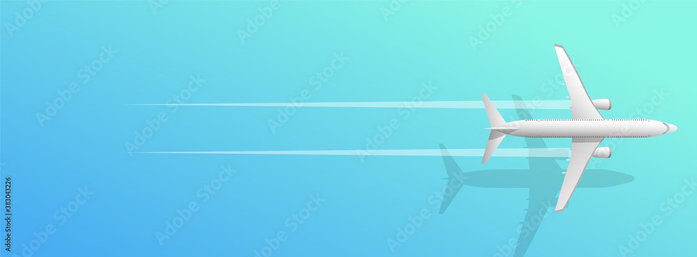 Fototapeta premium Travel plane banner, vector