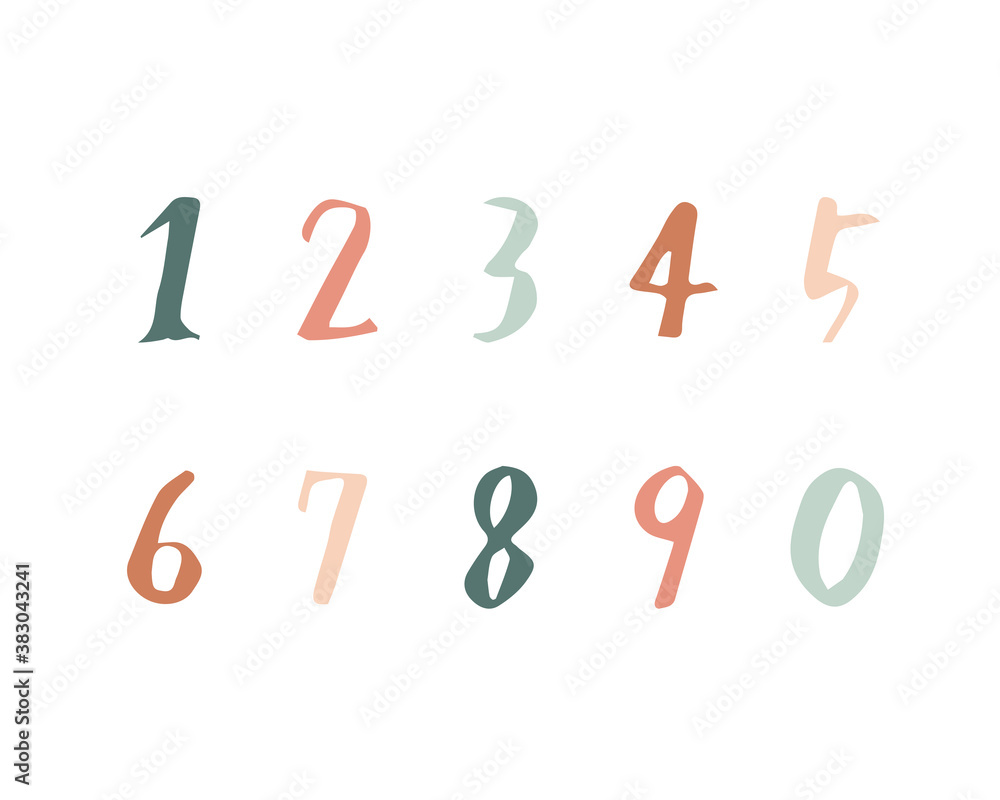 手書きのおしゃれな数字のイラストのセット/おしゃれ/番号/数/フォント/カリグラフィー/筆記体 手書きのおしゃれな数字のイラストのセット/おしゃれ/番号/数/フォント/カリグラフィー/筆記体