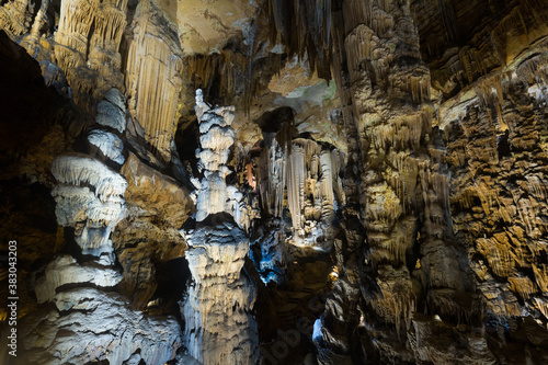 Interior view of Grotte des Demoiselles, large cave in Herault valley of southern France