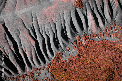 Tableau sur toile Aerial view of coal slag waste in Brecon Beacons, Bleanavon, Wales UK