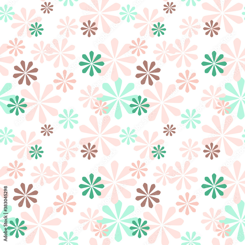 Vector seamless cute minimalistic delicate floral pattern.