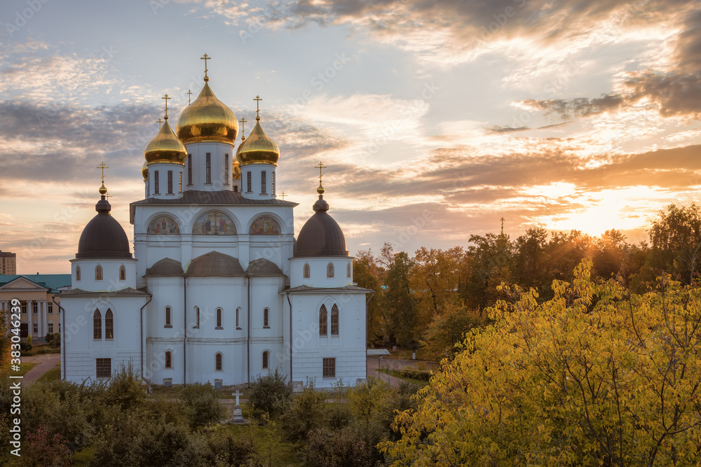Assumption Cathedral in Dmitrov Kremlin. One of the main architectural attractions of Dmitrov built in the early 16th century. Dmitrov, Russia