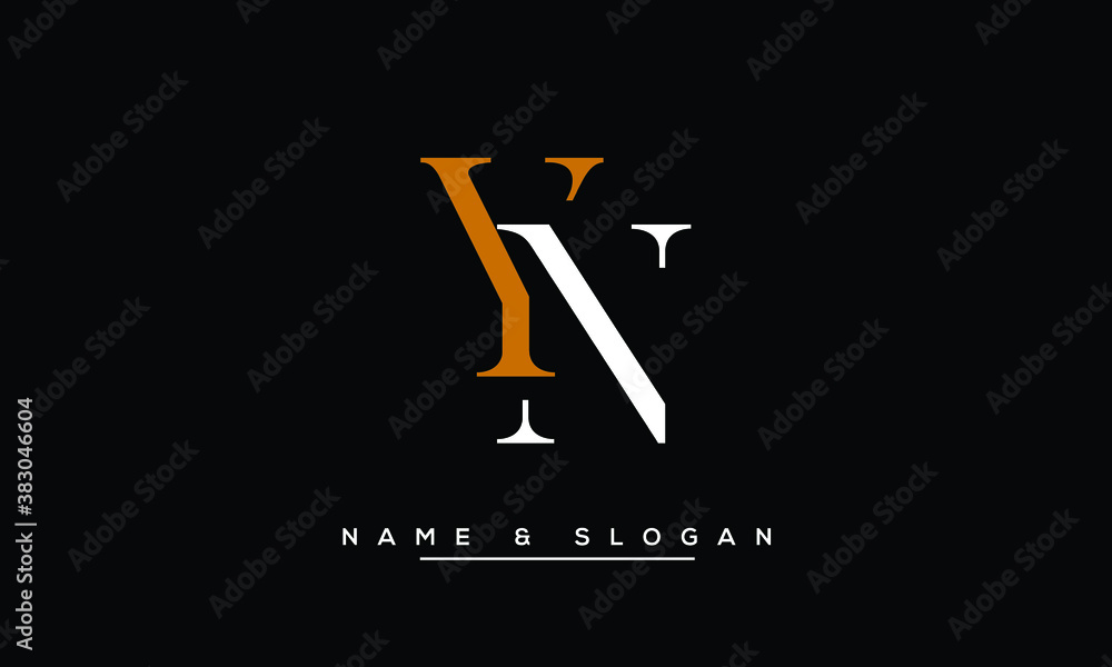 NY, YN, N, Y  Abstract Letters Logo Monogram - obrazy, fototapety, plakaty 