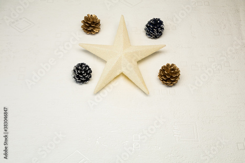 Décoration de Noël sur fond blanc texture neige carte de vœux joyeux Noël