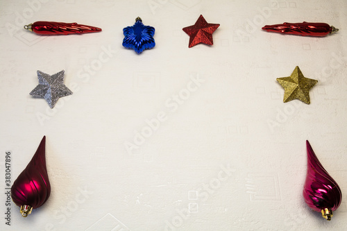 Décoration de Noël sur fond blanc texture neige carte de vœux joyeux Noël