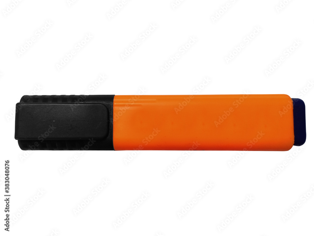 Orange marker pen with black pen cap isolated on white background. Orange marker pen with black pen cap isolated on white background.