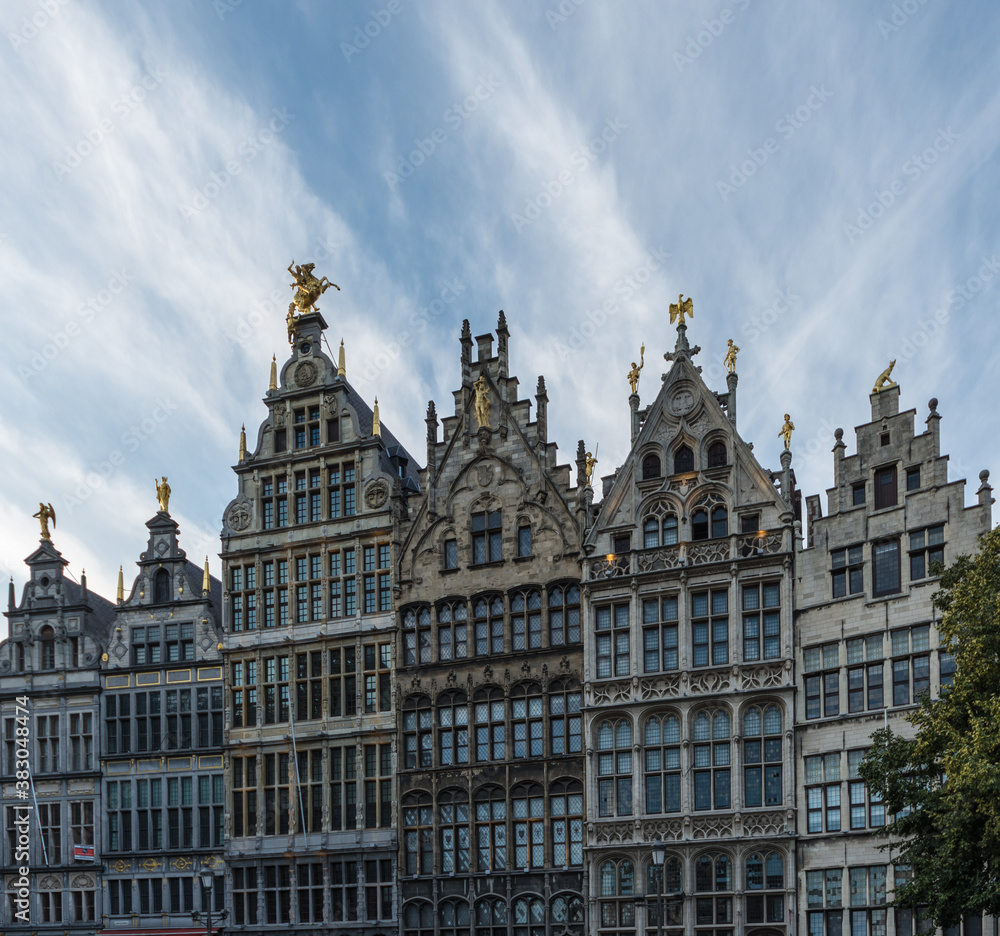 Obraz premium Antwerp, Belgium - July 20 2019: Guild Houses in central Antwerp