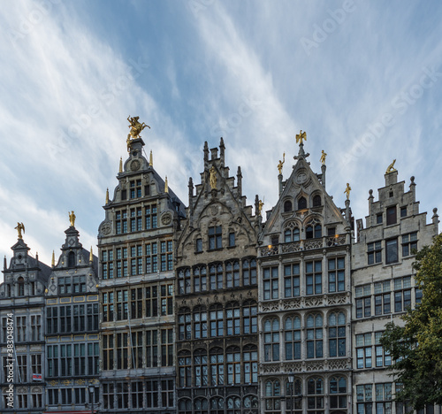 Antwerp, Belgium - July 20 2019: Guild Houses in central Antwerp