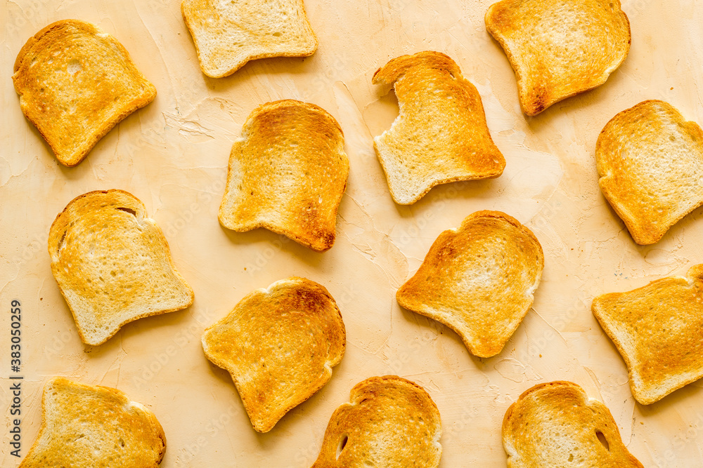 Set of toast bread slices top view. Food background, top view Set of toast bread slices top view. Food background, top view