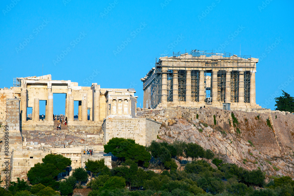 Acropolis of Athens, Greece. Sunny afternoon with blue sky Acropolis of Athens, Greece. Sunny afternoon with blue sky