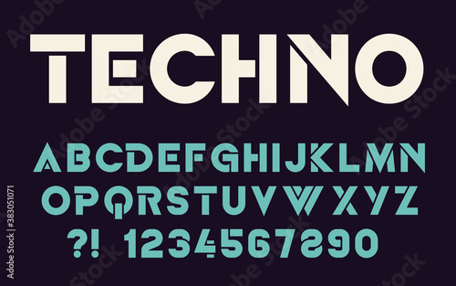Geometric technology font Modern sport design