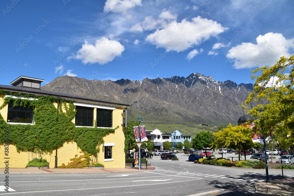 The view of mountains with road in Queenstown, New Zealand The view of mountains with road in Queenstown, New Zealand