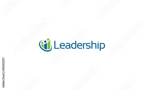 Leadership logo formed chart symbol in blue and green colors © eMboo