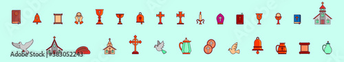 set of eucharist cartoon icon design template with various model. vector illustration isolated on blue background