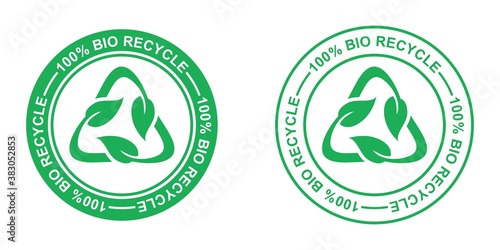 100 percent bio recyclable icon, recycle logo, vector illustration