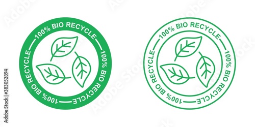 100 percent bio recyclable icon, recycle logo, vector illustration