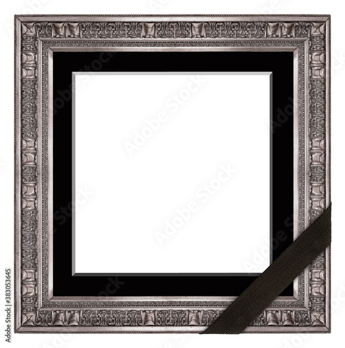 Silver frame for paintings, mirrors or photo isolated on white background photo