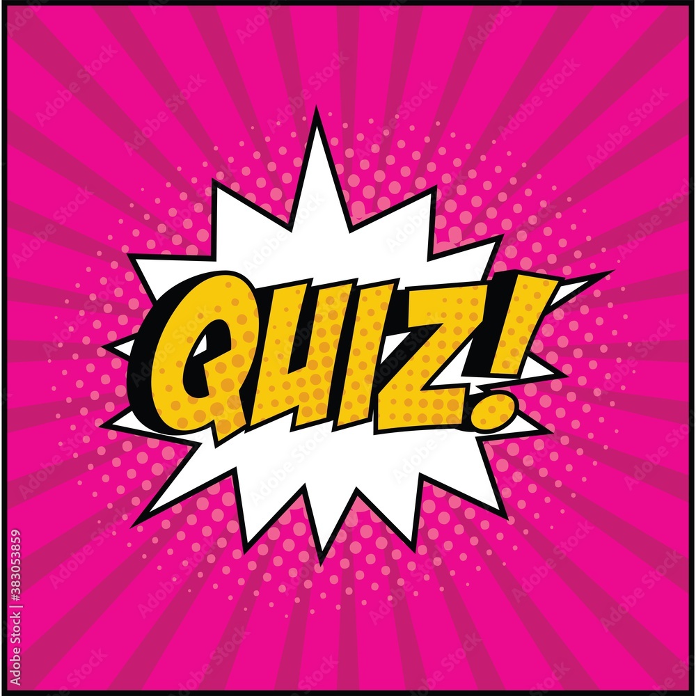 Quiz in comic pop art style. Quiz game icon. Quiz in speech bubble Vector illustration, Quiz in comic pop art style. Quiz game icon. Quiz in speech bubble Vector illustration,