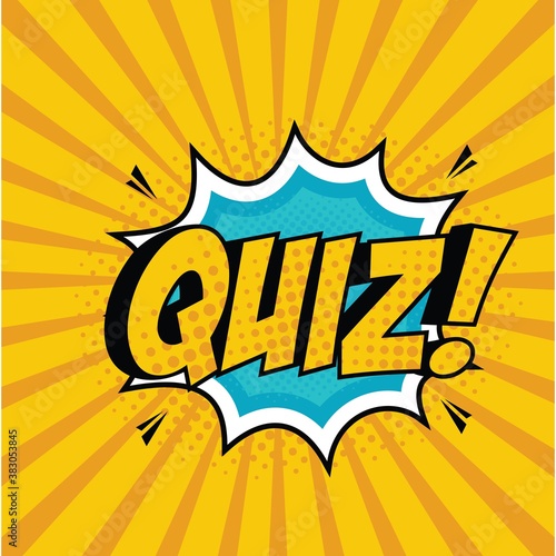 Quiz in comic pop art style. Quiz game icon. Quiz in speech bubble Vector illustration,