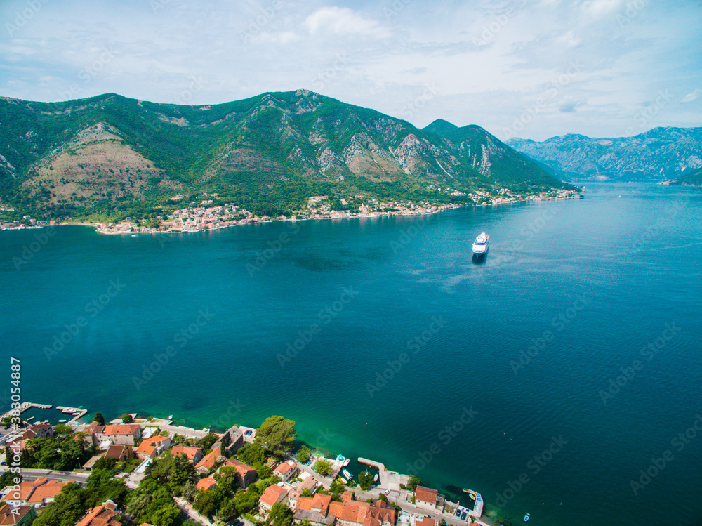 summer aerial Panorama in Kotor bay, Montenegro