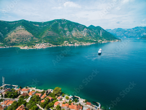 summer aerial Panorama in Kotor bay, Montenegro
