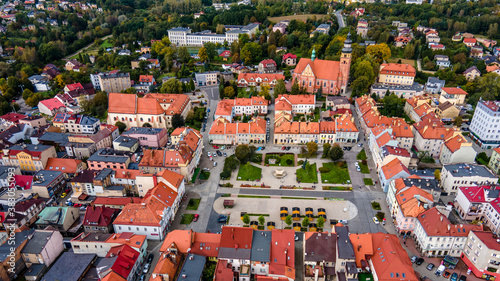 Rynek starego miasta w Wodzisławiu Śląskim, z lotu ptaka