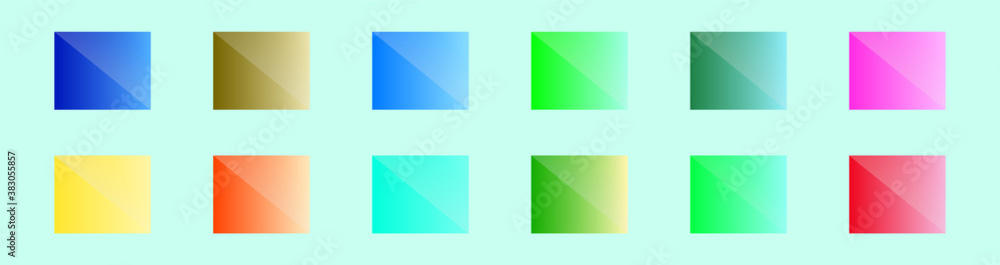 Set of color gradient background cartoon icon design template with various models. vector illustration isolated on blue background