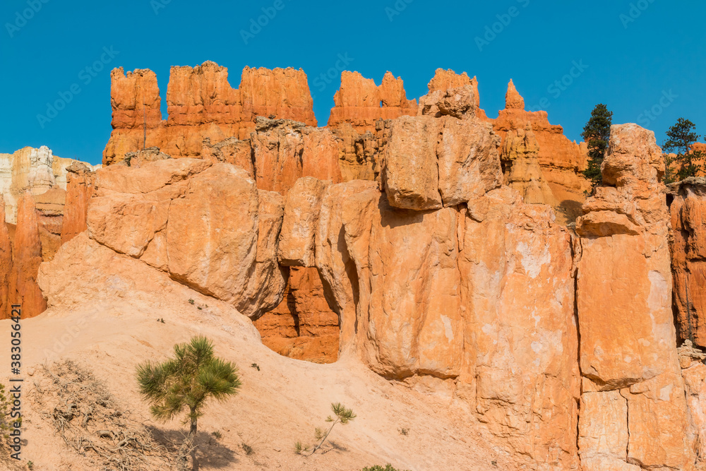 Fototapeta premium Tunnel Through Hoodoos on The Peek A Boo Loop Trail, Bryce Canyon National Park, Utah, USA