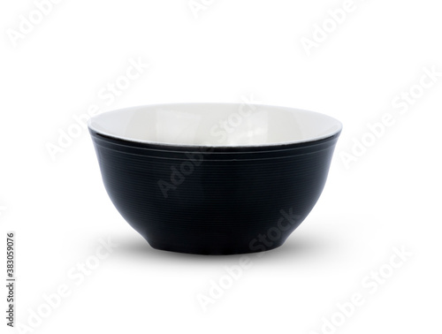 Black bowl ceramic isolated on white background.