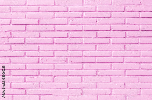 Close up pastel pink color blocking of brick wall room texture background