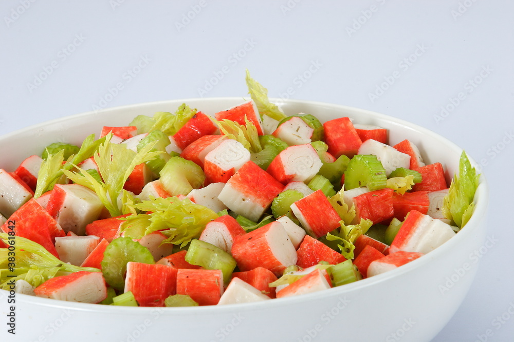 vegetable salad with crab meat roll