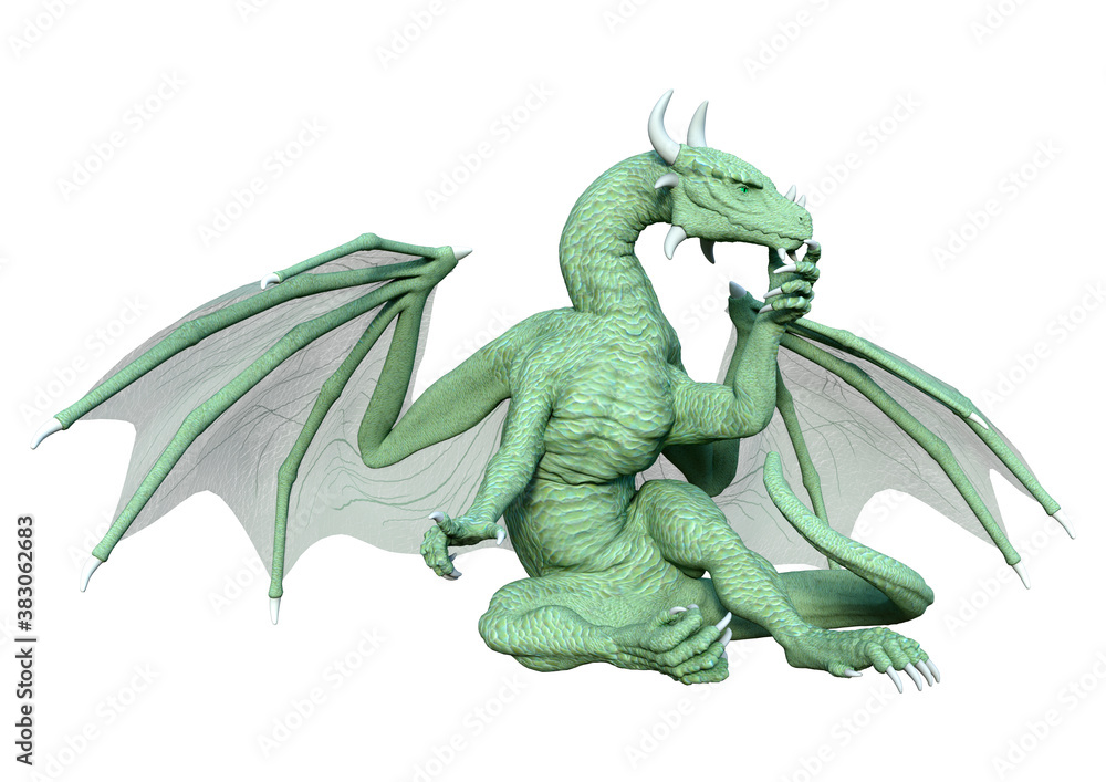 Fototapeta premium 3D Rendering Fairy Tale Dragon on White