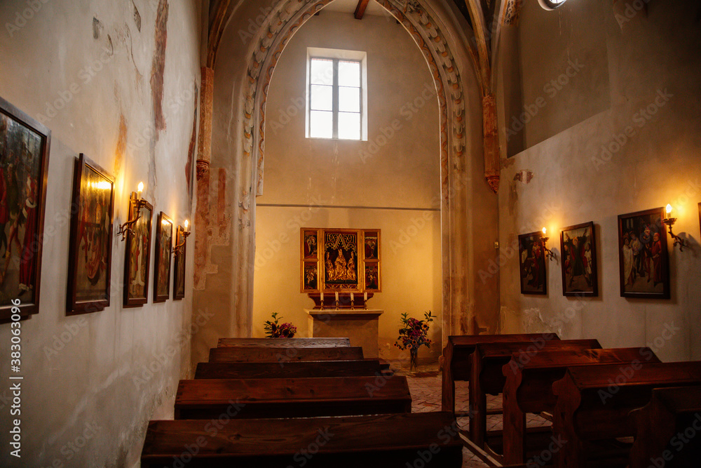 Interior of the historic Christian monastery Golden Crown Zlata Koruna, South Bohemia, Czech Republic