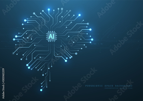 Technological brain and machine learning concept