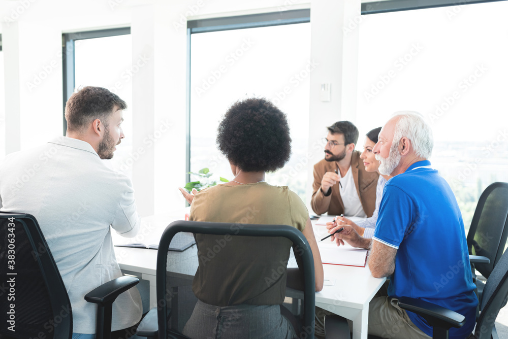 Business people discussing work at office meeting