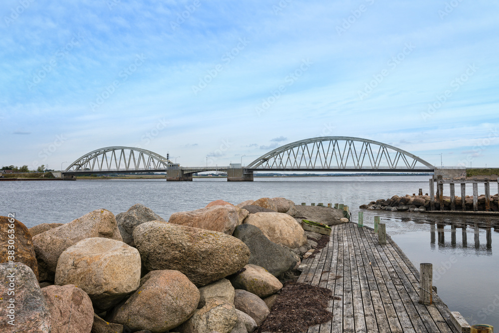 Obraz premium Aggersund bridge crossing Limfjord near Løgstør