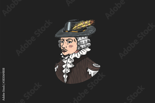 Foto Duke or Antique Victorian Man with Feather Hat