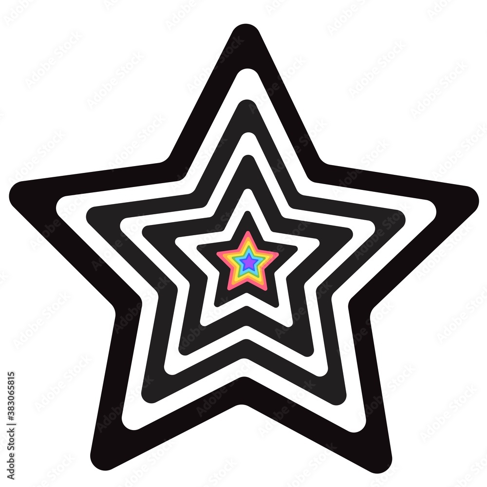 Print Hand-drawing silhouette background. Vector star with rainbow decoration. Element for design. Print Hand-drawing silhouette background. Vector star with rainbow decoration. Element for design.
