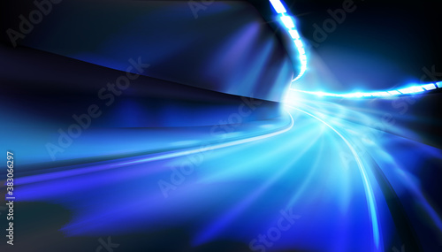 City street at night. Spotlights on a dark background. Abstract blue background. Show on stage. Vector illustration.